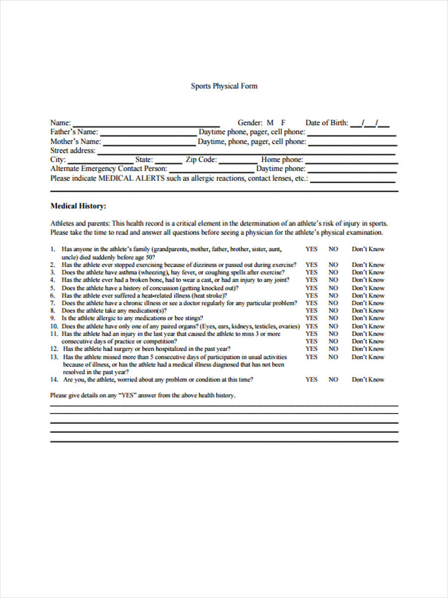 Free Sample Printable Physical Forms In Pdf Printable Consent Form