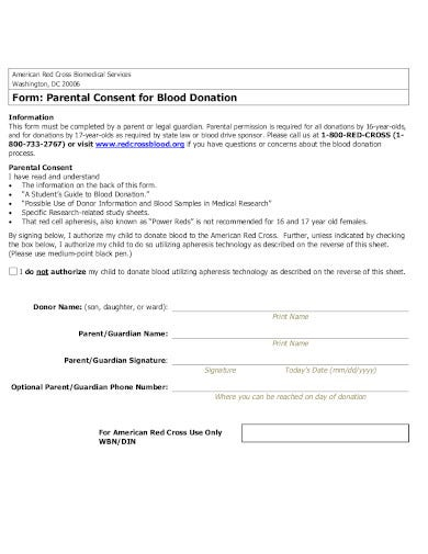 Blood Donation Parental Consent Form