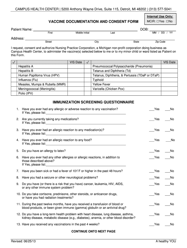 VACcine Consent Form Template