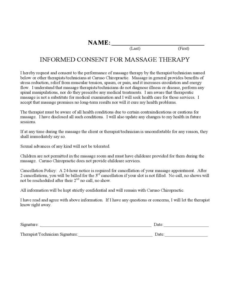 Informed Consent Form Psychology Therapy