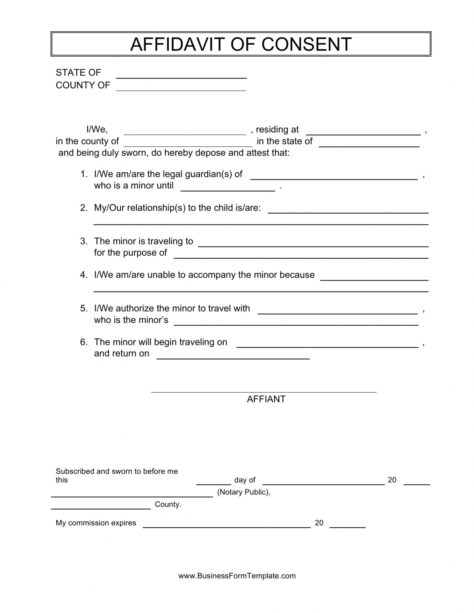 9 Affidavit Of Consent Examples PDF Examples | Printable Consent Form