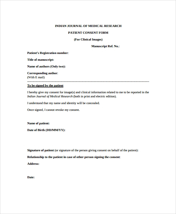Patient Consent Form For Research
