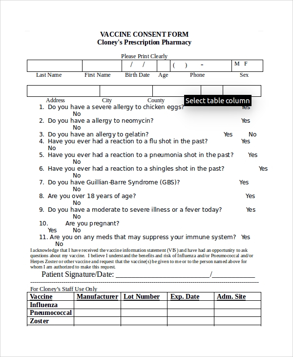 The VAC Consent Forms