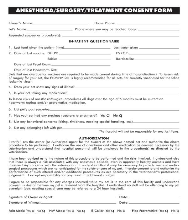 Consent Form For Surgery In Hindi