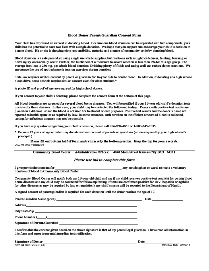 Blood Donor Questionnaire And Consent Form