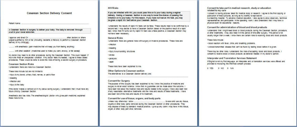 Caesarean Section Consent Form India