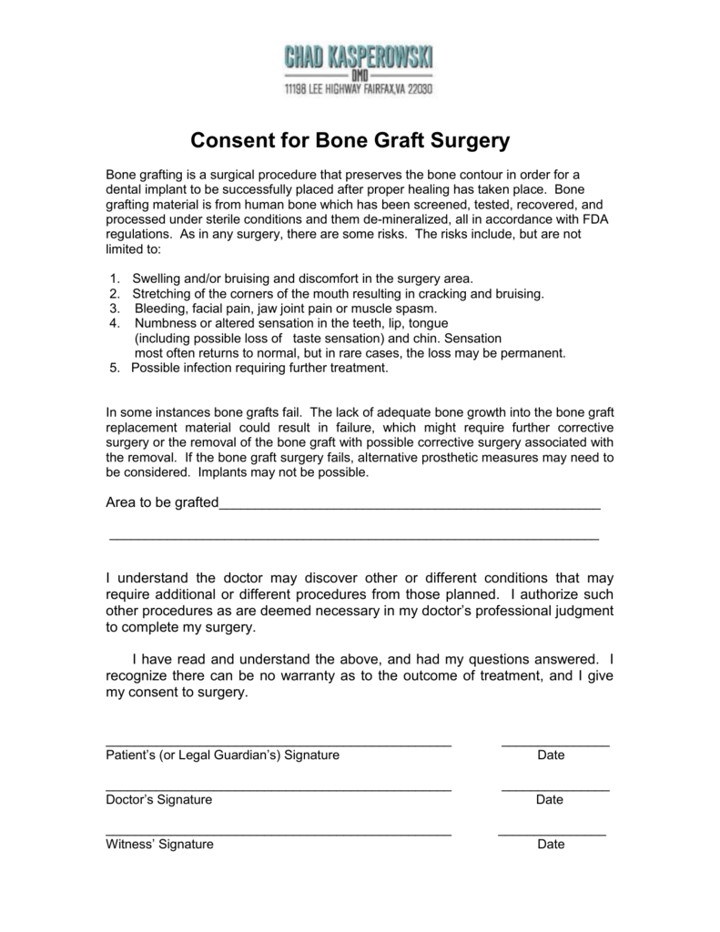 Bone Graft Consent Form