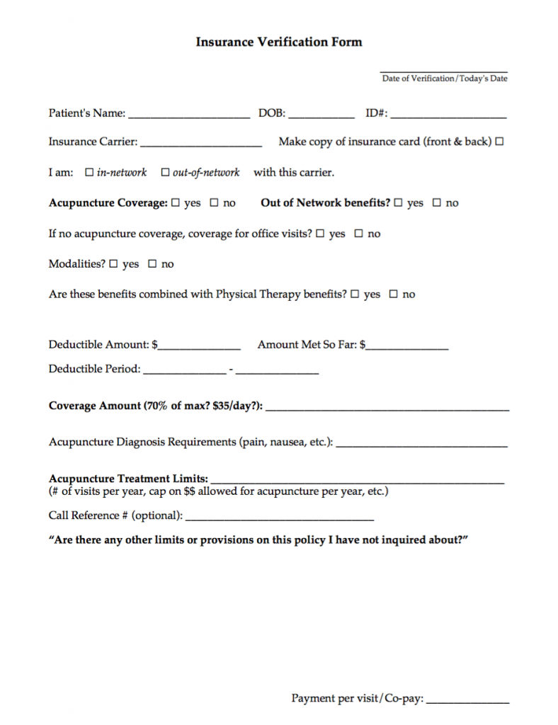 Insurance Consent Form