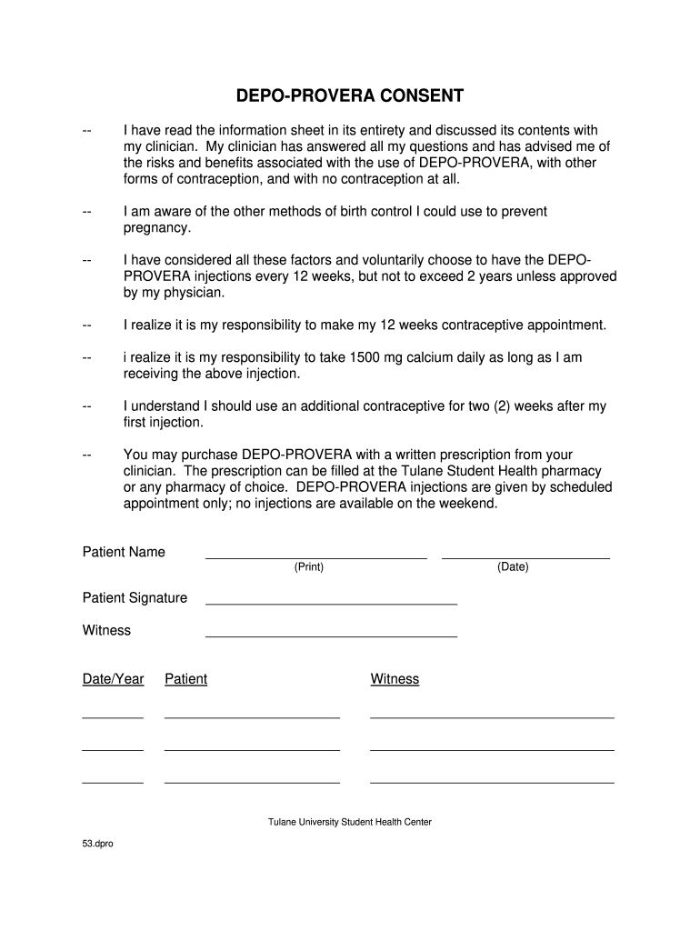 Depo Provera Consent Form