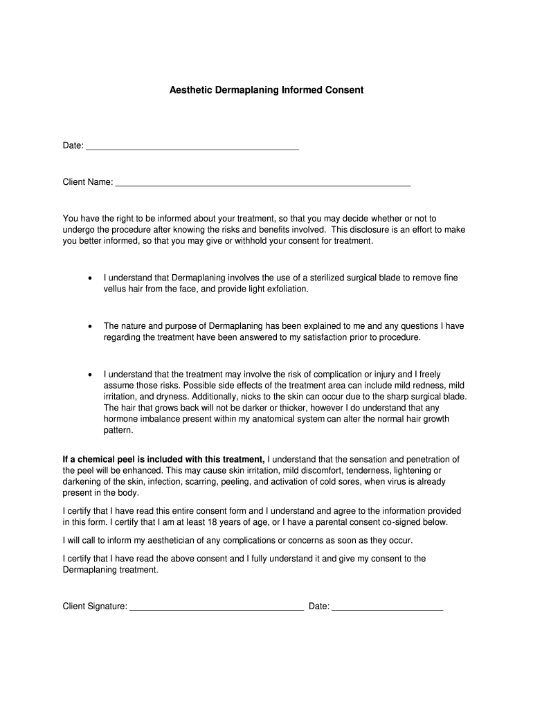 Dermaplaning Consent Form