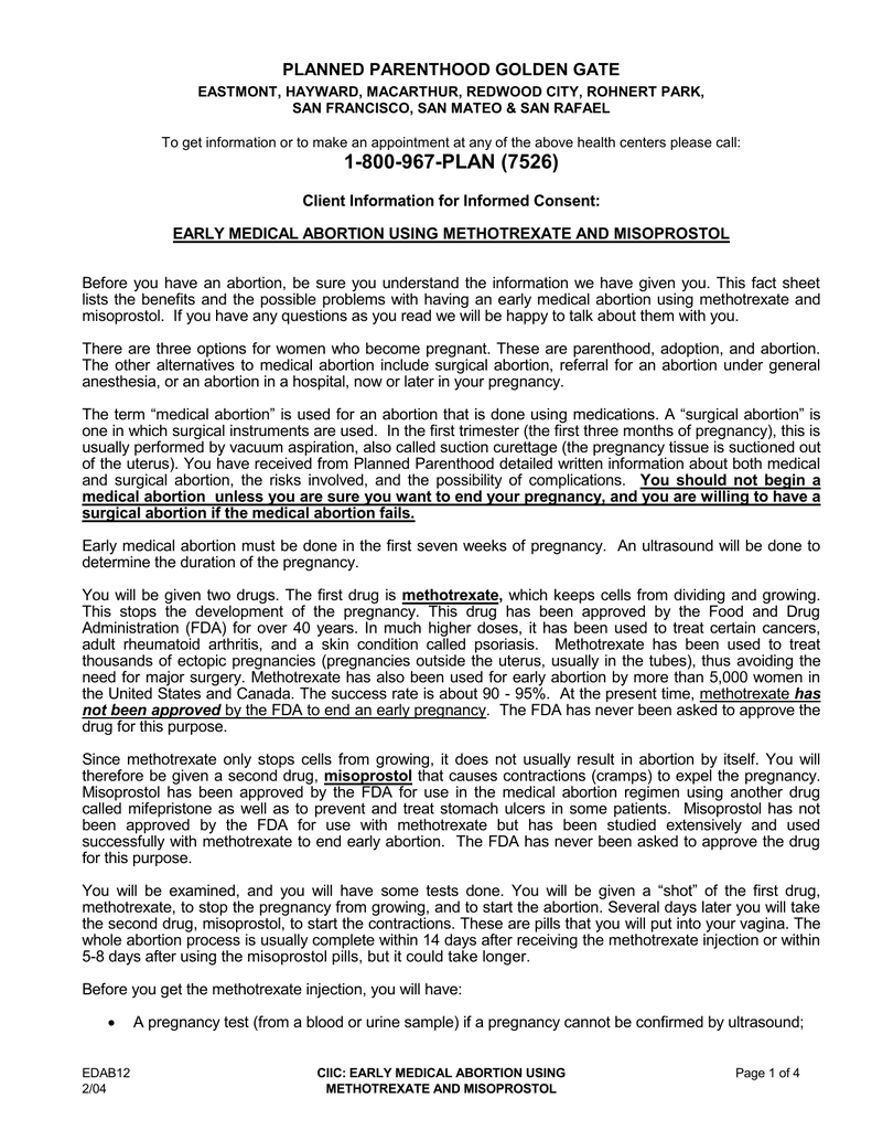 Methotrexate Consent Form