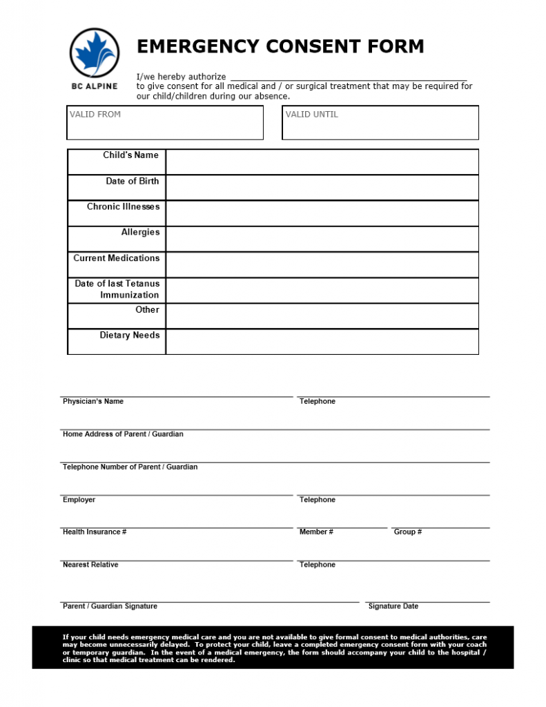 Eec Medication Consent Form Printable Consent Form