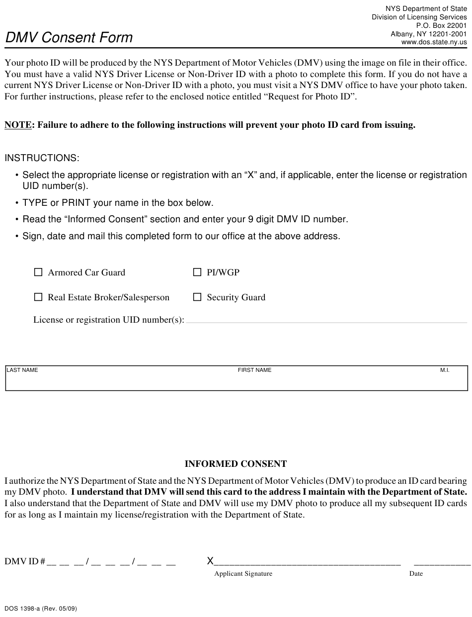 Form DOS1398 A Download Printable PDF Or Fill Online DMV | Printable ...