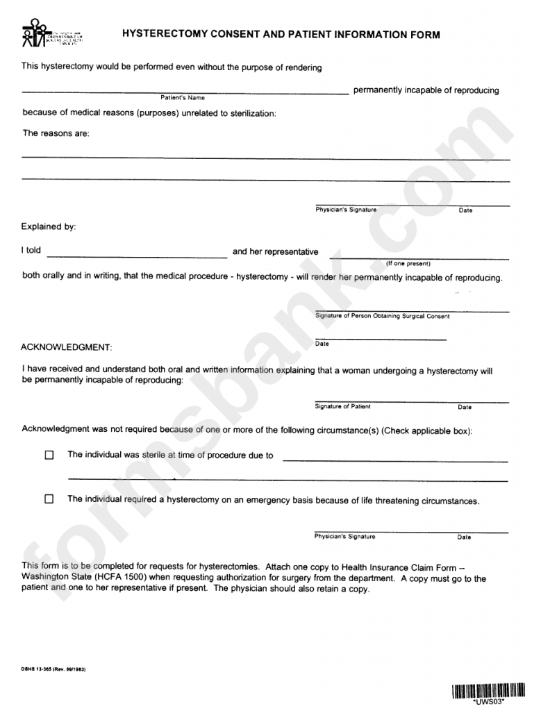 Hysterectomy Consent Form
