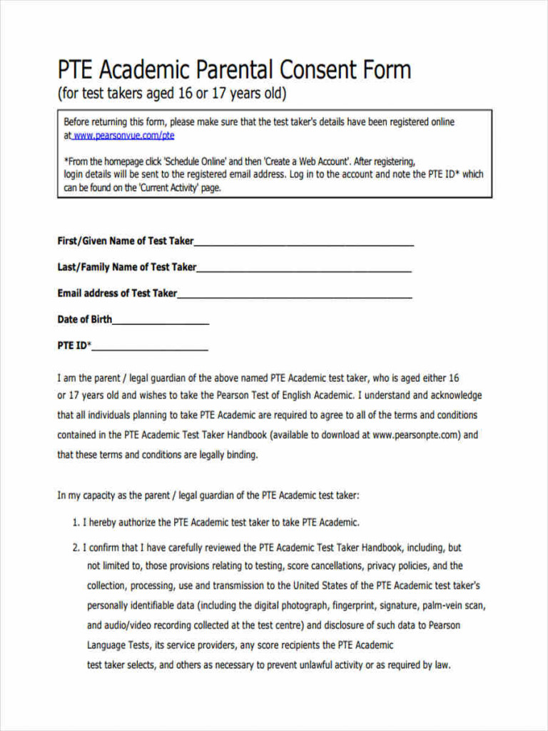 Consent Form Sample For Parents