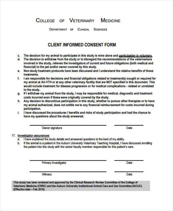 Content Of Informed Consent Form