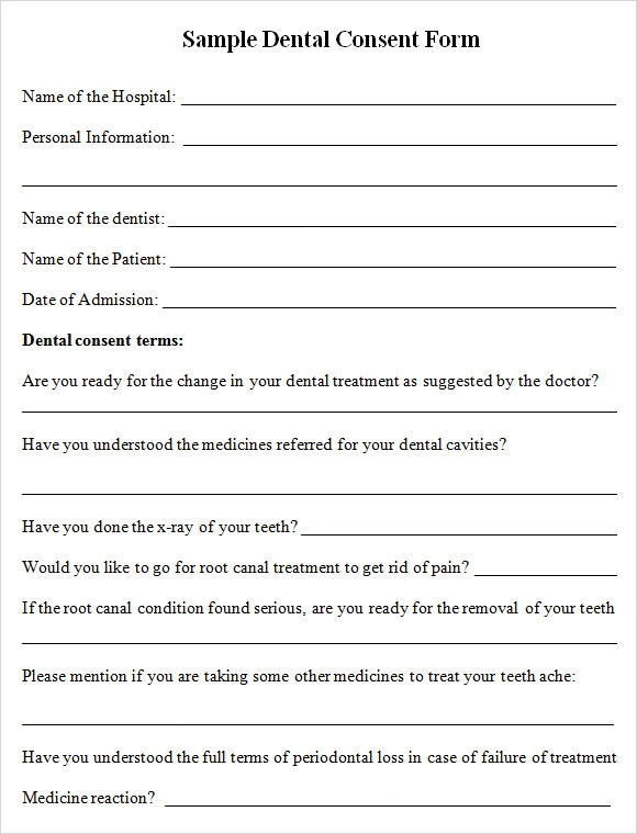 Dental Consent Form Template