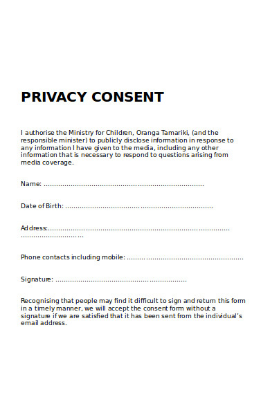PriVACy Notice And Consent Form