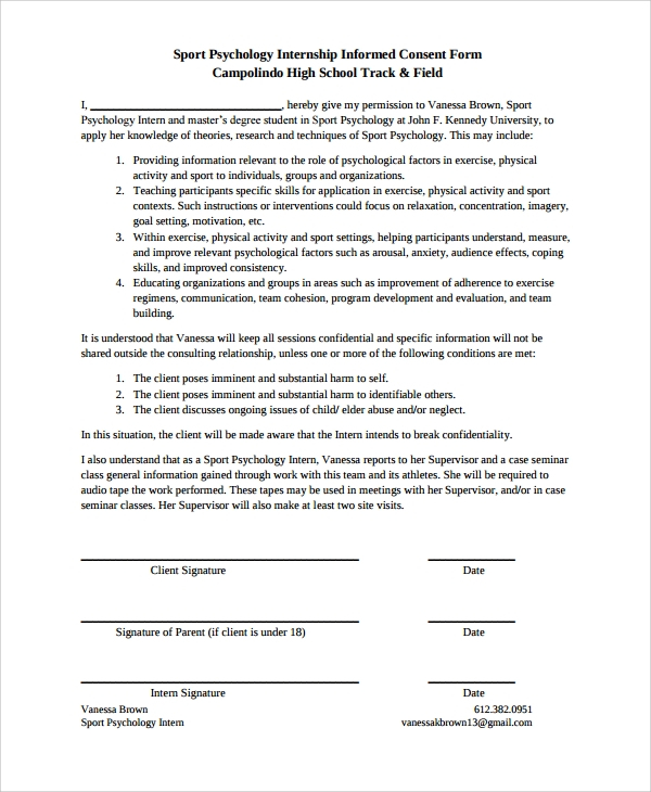 Psychology Consent Form Template