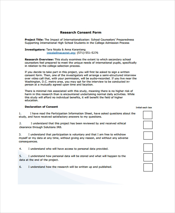 Research Consent Form Template