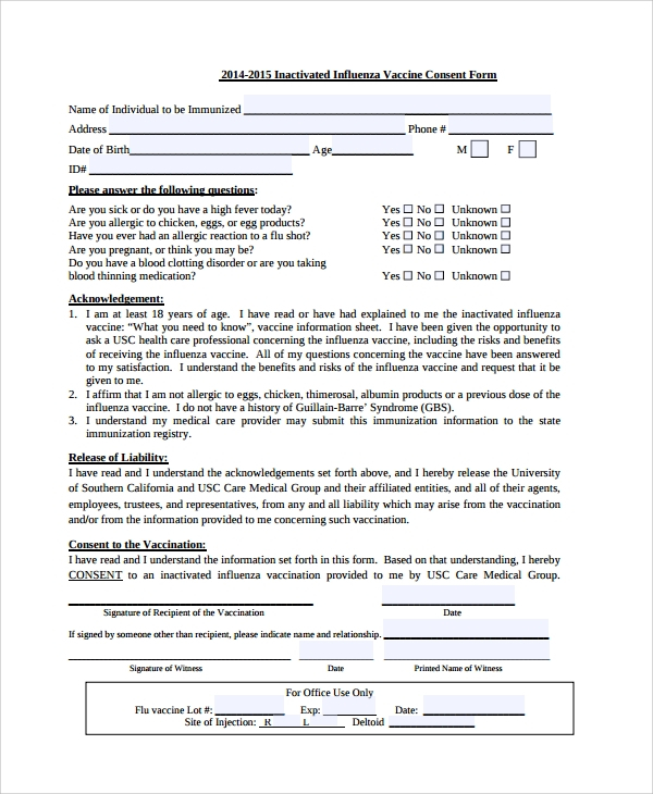 Generic Injection Consent Form