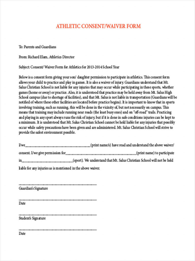 Waiver Consent Form