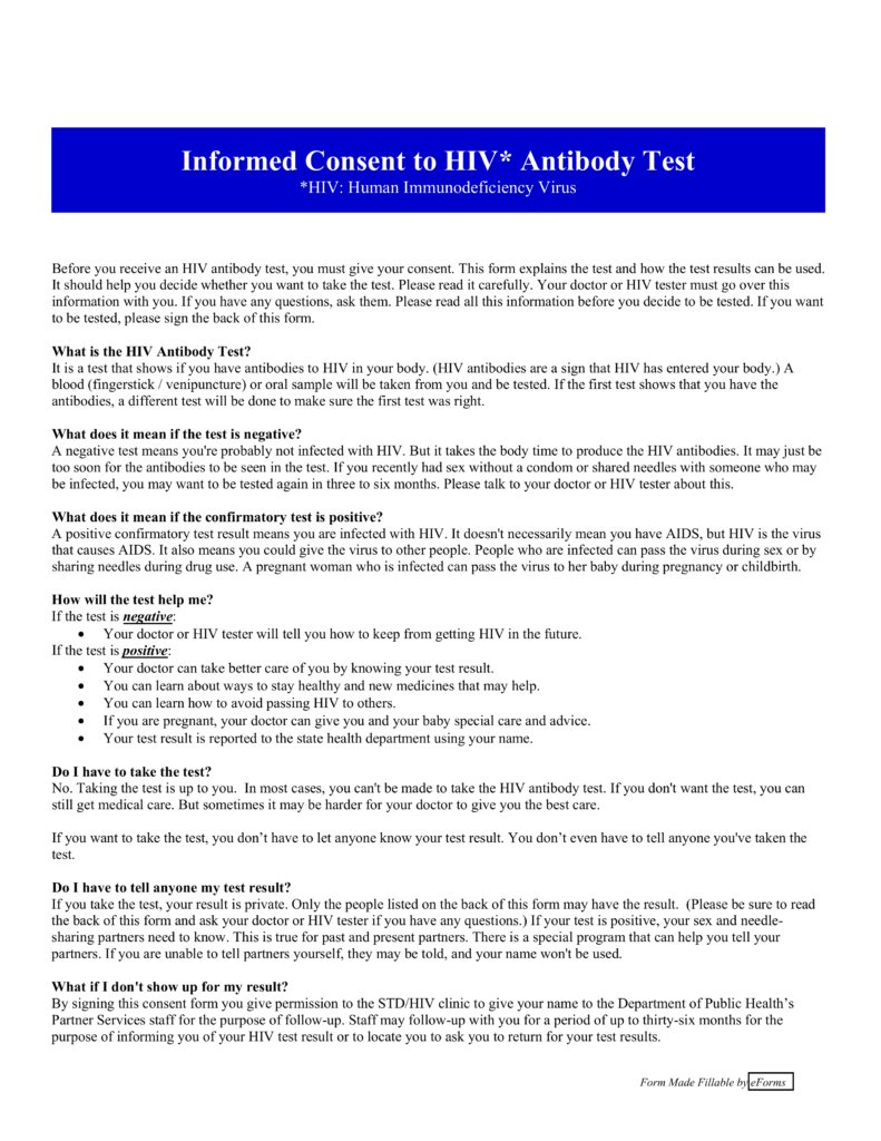 Hiv Informed Consent Form