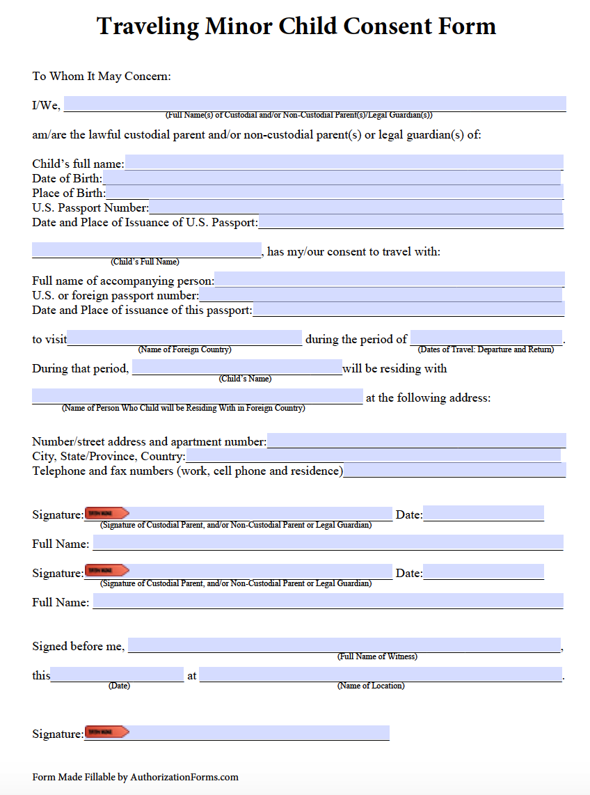 carnival cruise line minor consent form