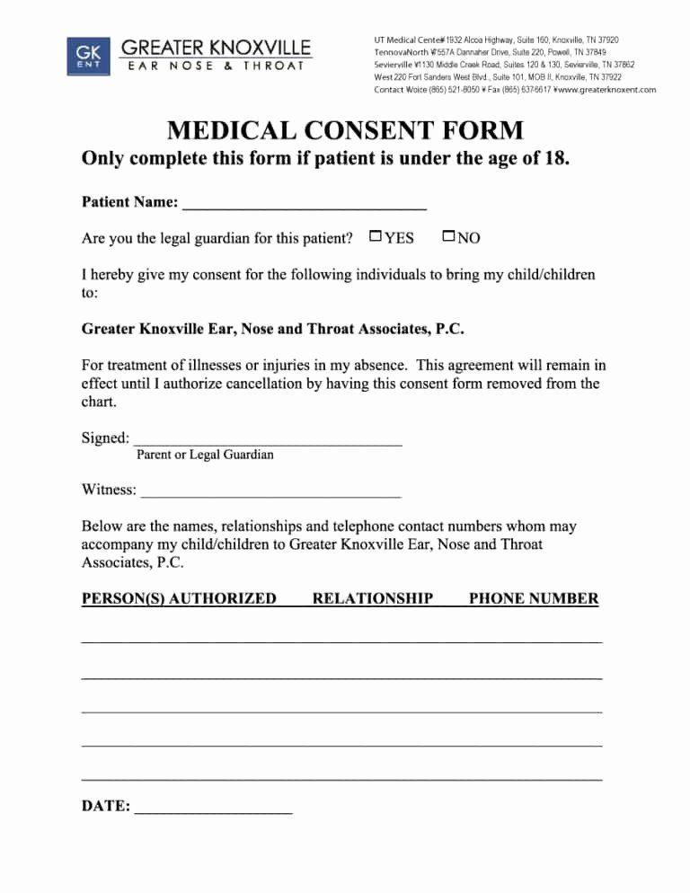 Informed Consent Form For Medical Treatment Template