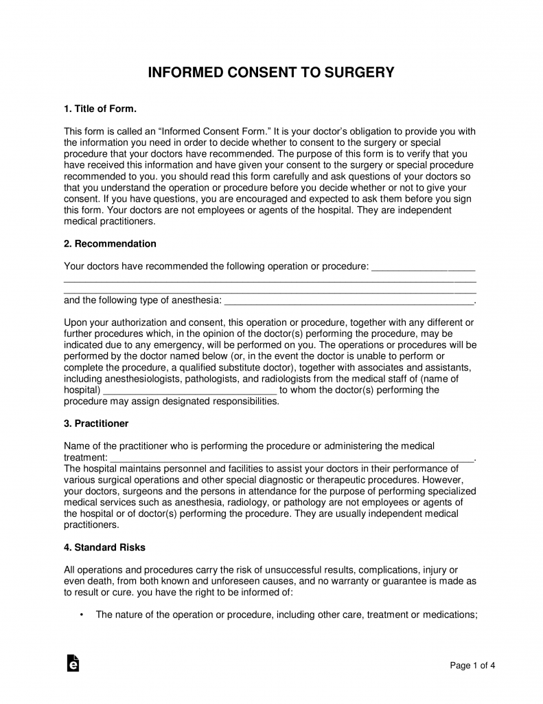 Consent Form For Surgery In Hindi