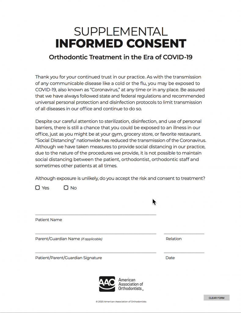 Orthodontic Consent Form India