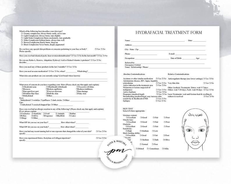 Hydrafacial Treatment Consent Form