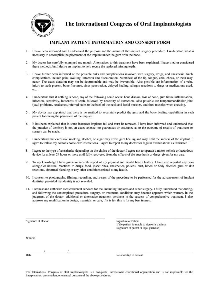 Implant Consent Form India