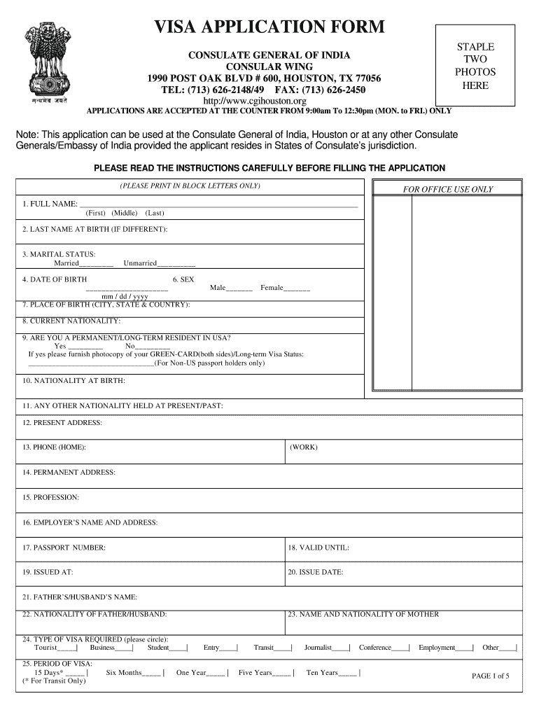 Minor Consent Form Indian Visa