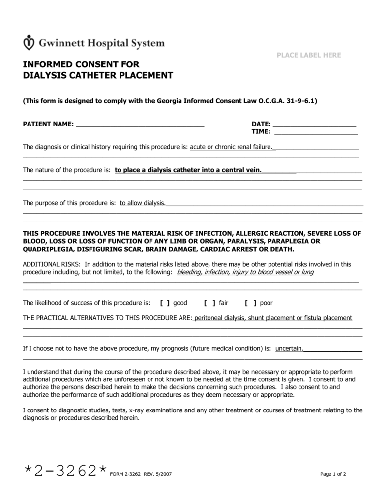 Dialysis Consent Form