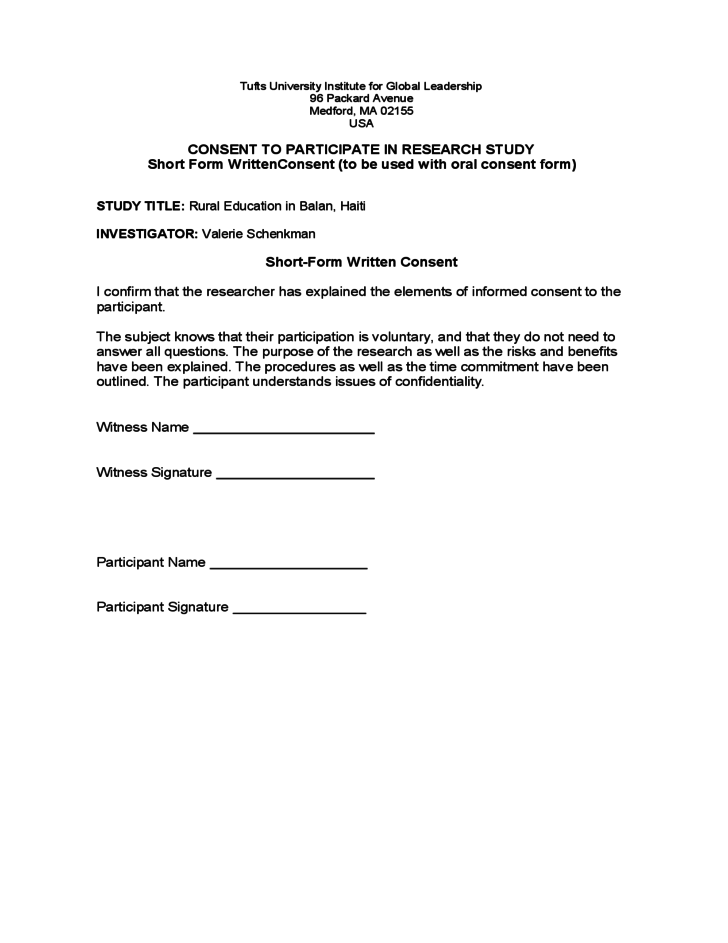 Written Consent Form For Interview