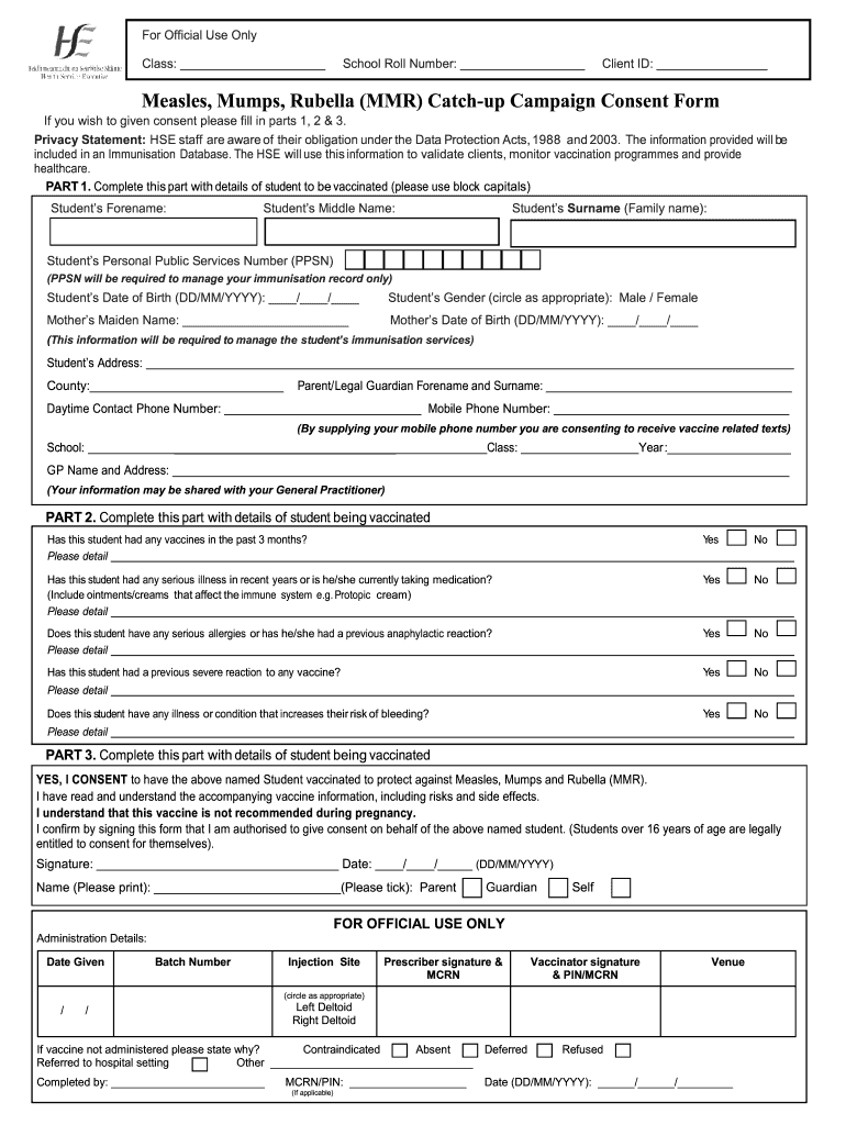 Mmr VACcine Consent Form