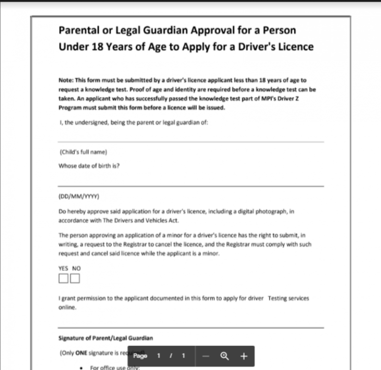 Parent Consent Form For Learners License Under 18 Printable Consent Form