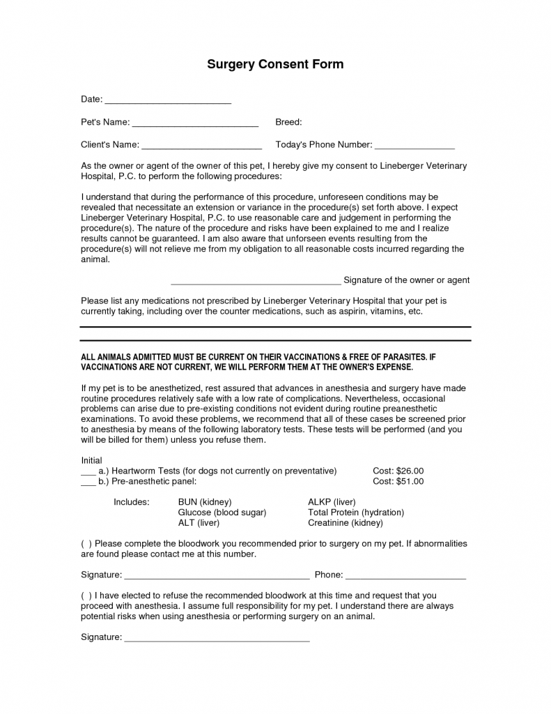 High Risk Consent Form For Surgery