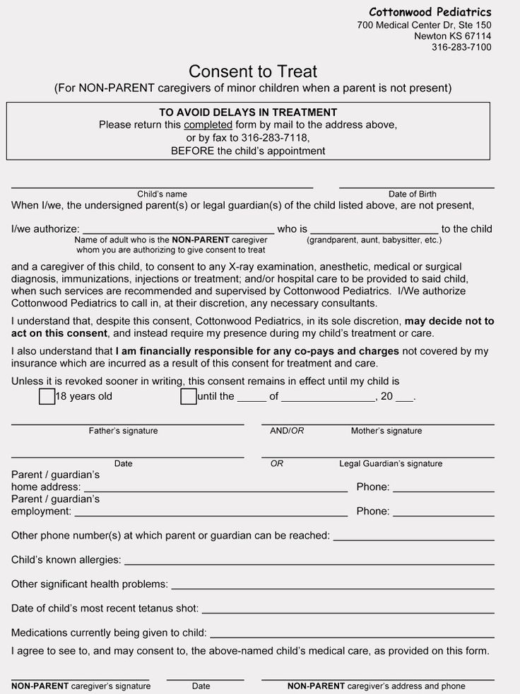 Consent To Care Form