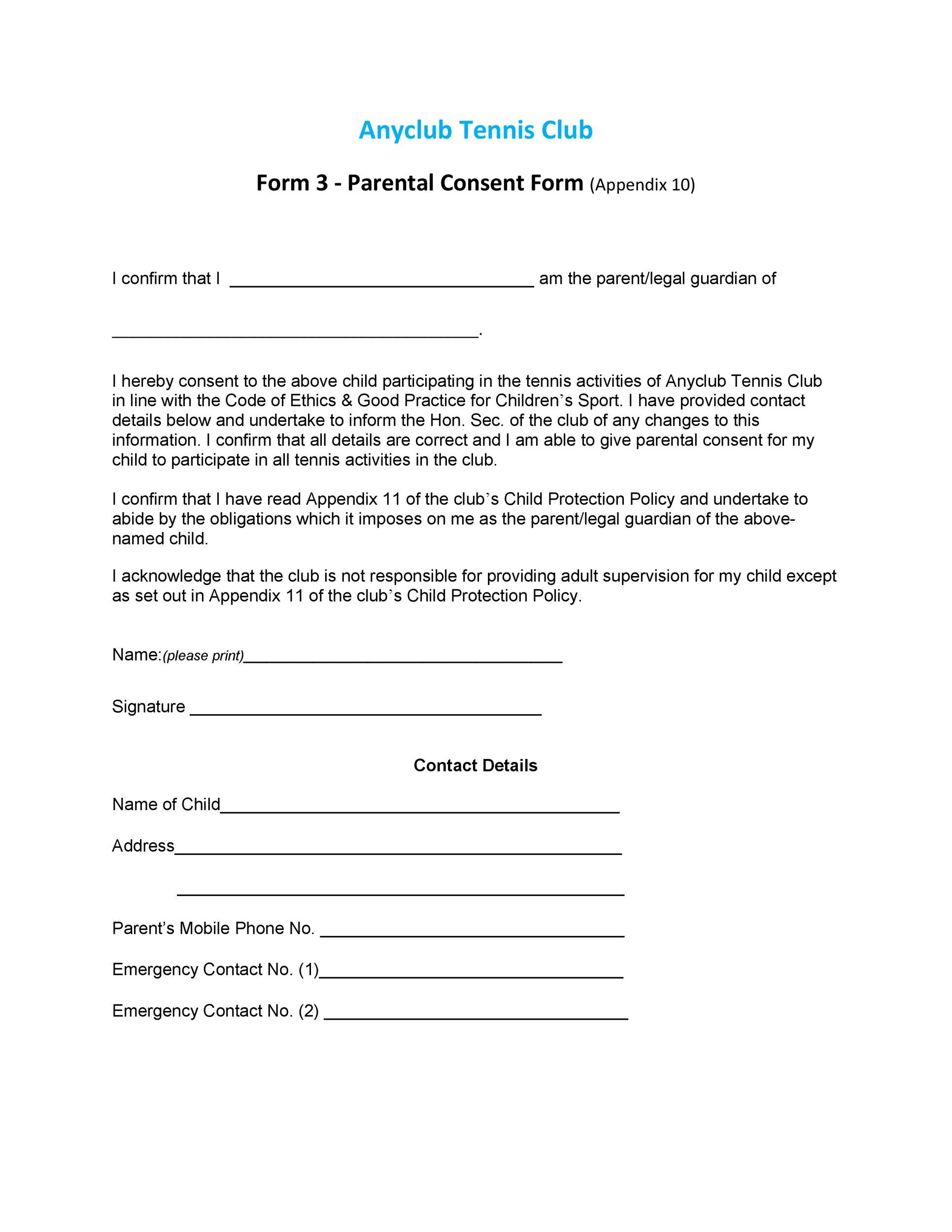 Printable Food Allergy Disclaimer Template Uk Printable Consent Form