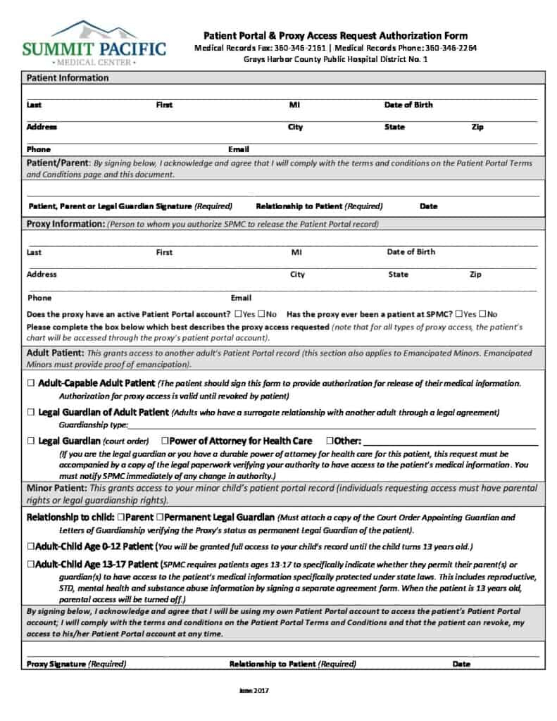 Proxy Access Consent Form Printable Consent Form 2404
