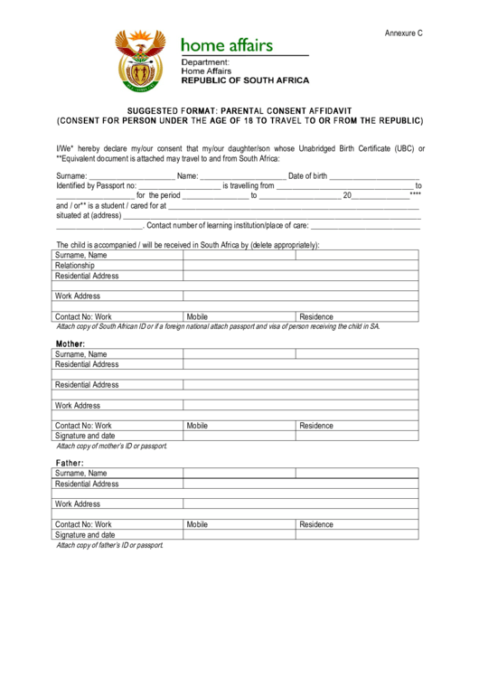 South Africa Consent Form