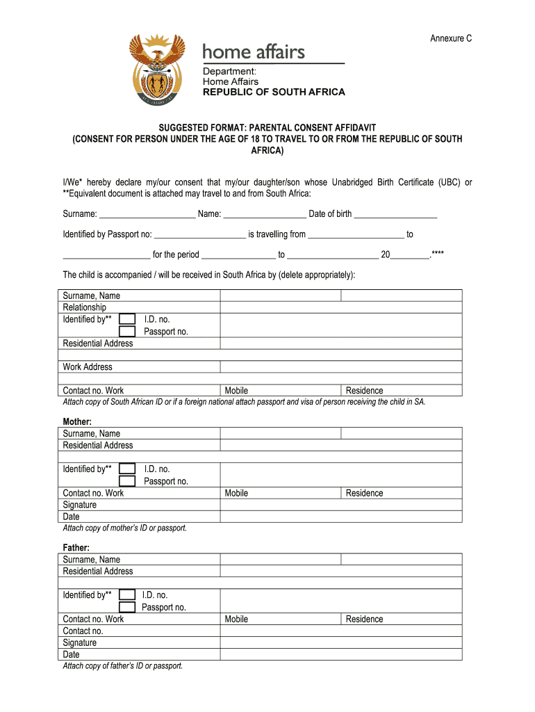 South Africa Consent Form