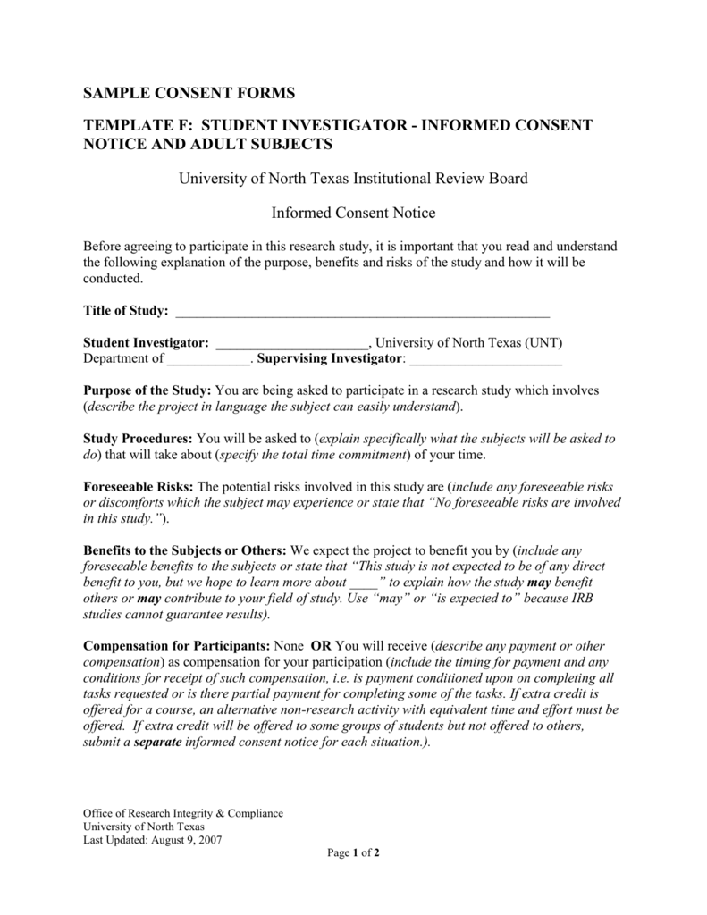 Irb Parental Consent Form