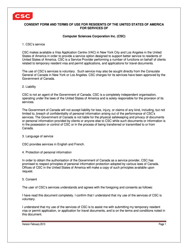 Canada Visa Consent Form Sample