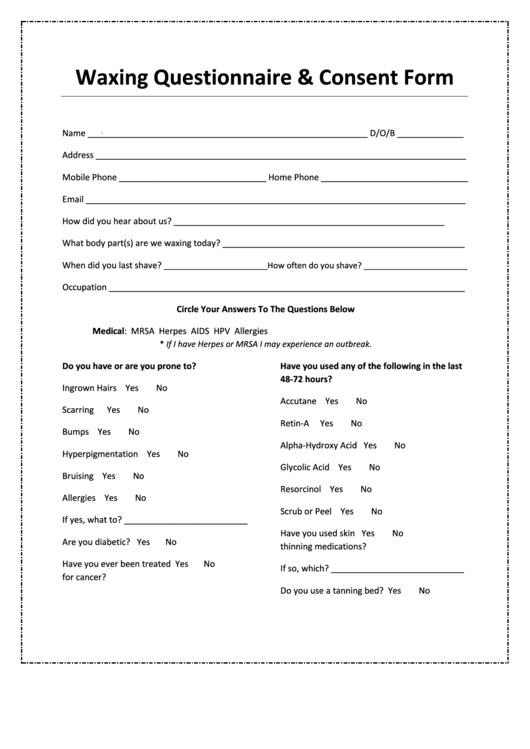 Waxing Consent Form Template