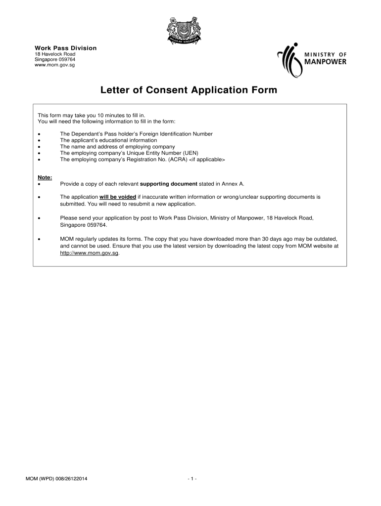 Letter Of Consent Application Form Mom