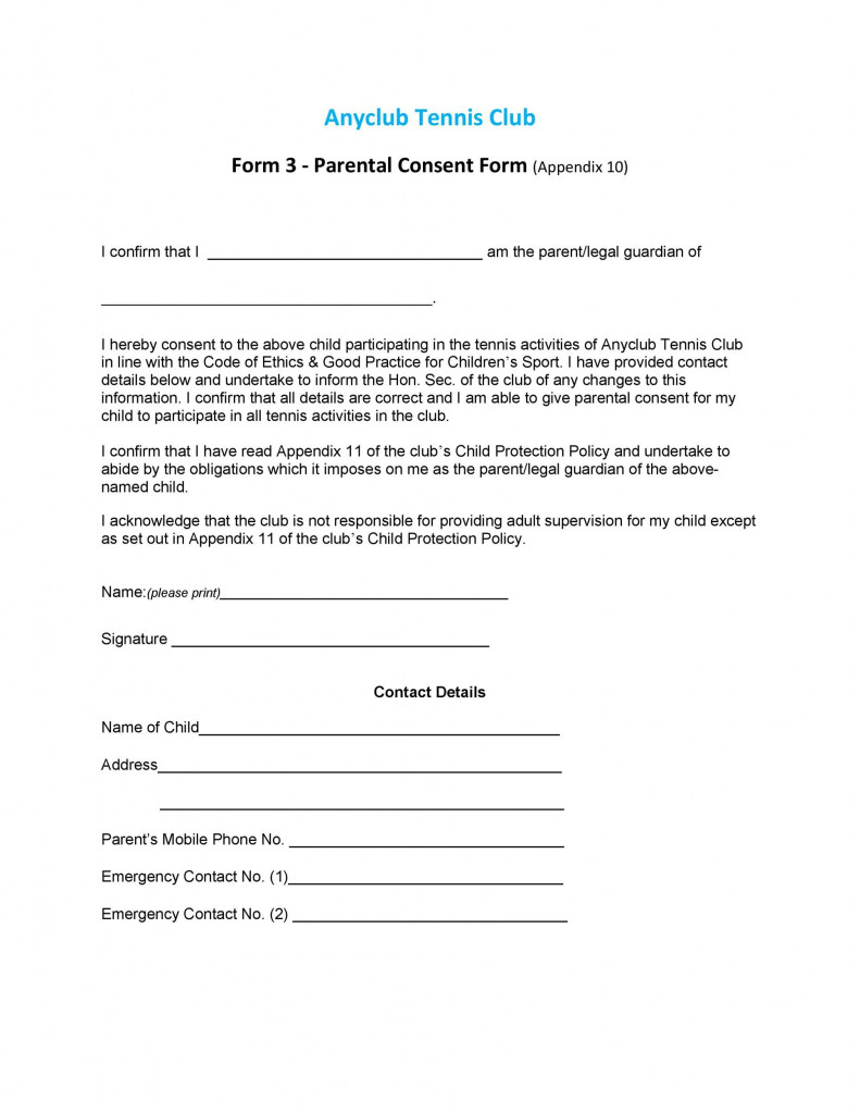 Parental Consent Form For