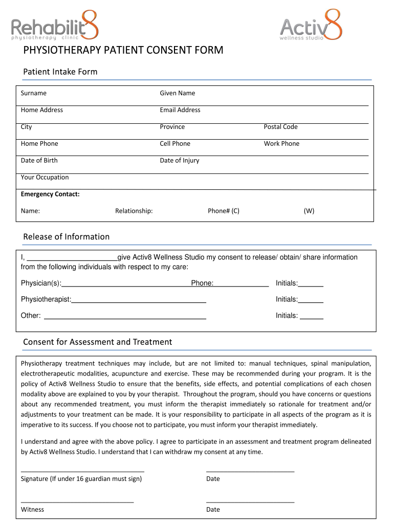 Physiotherapy Consent Form India